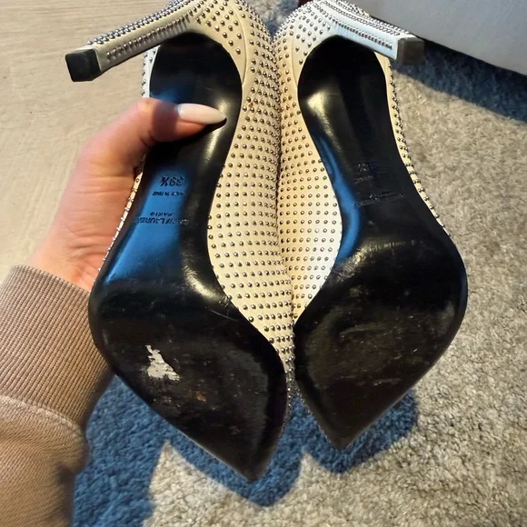 Saint Laurent White Studded Heels - Picture 5 of 10